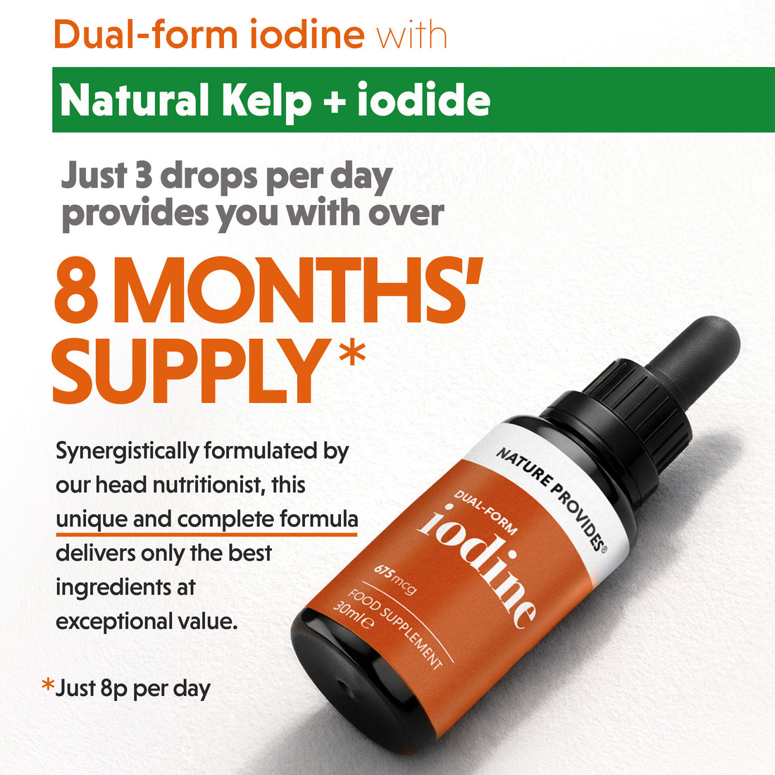 Dual-Form-Jod (675 mcg), extrahiert aus natürlichem Seetang – 30 ml