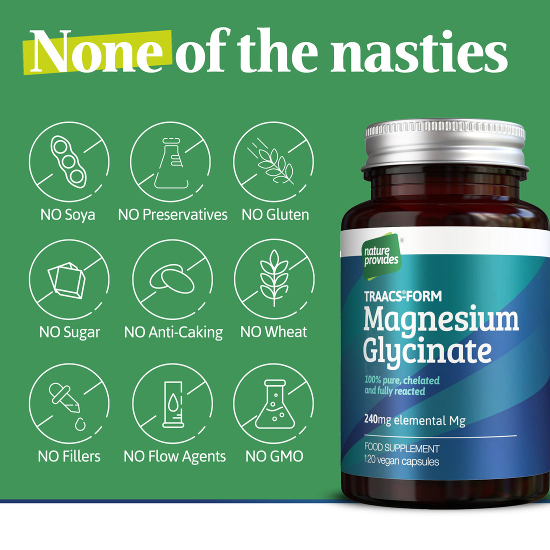 Reines Magnesiumglycinat / Bisglycinat (TRAACS®-Form) Hergestellt in Großbritannien