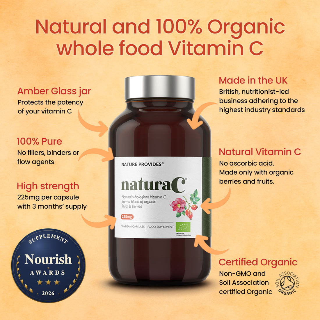 naturaC® (225mg) Bio Vollwert Vitamin C - 90 Kapseln