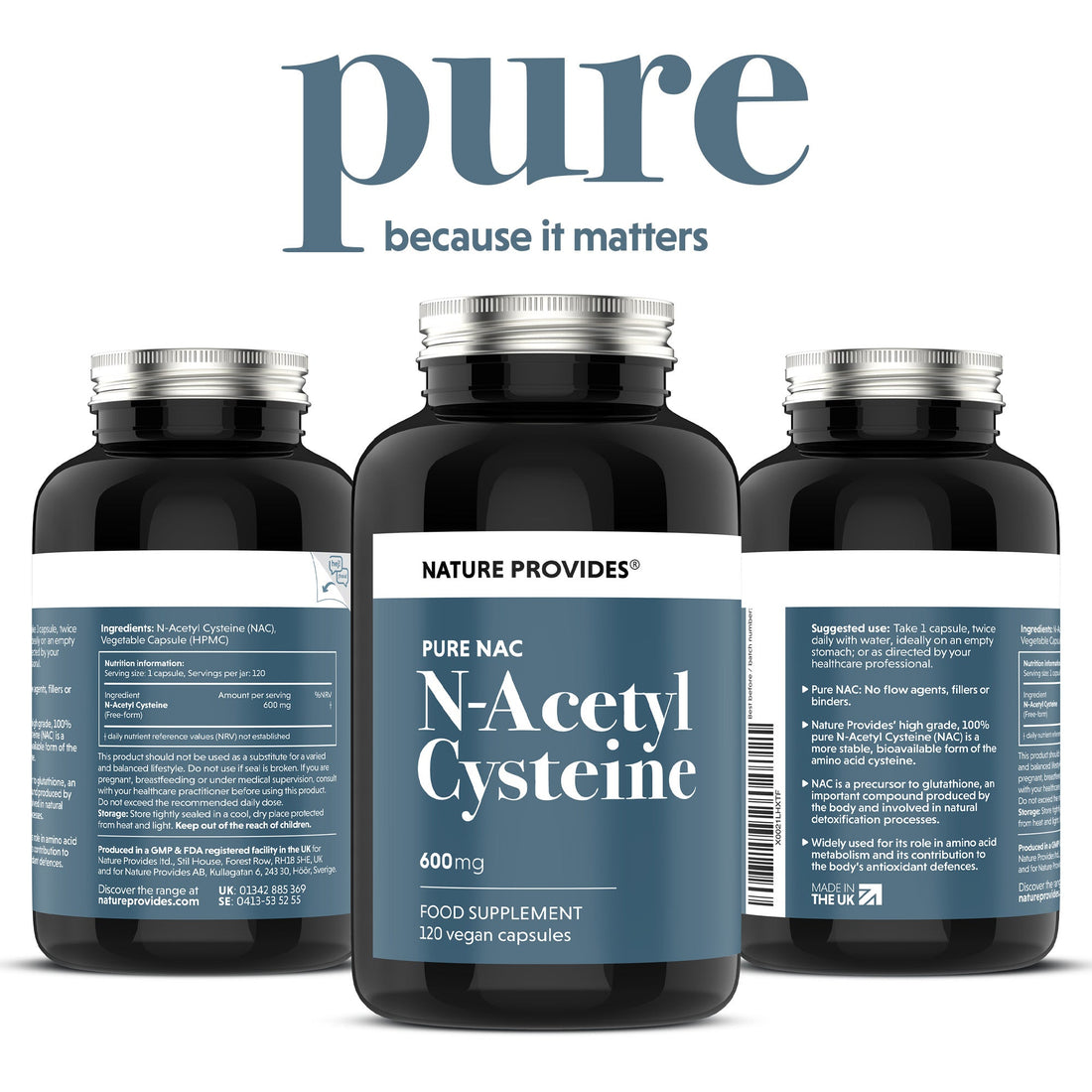 NAC (600mg) Pure N - Acetyl Cysteine - 120 Capsules - Nature Provides